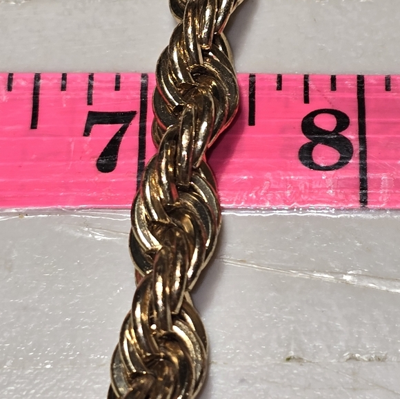 Vintage Hip Hop Gold Tone Rope Neck Chain 18 - Picture 4 of 4